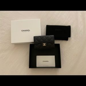 CHANEL Classic Flap Card Holder Black Lambskin GHW